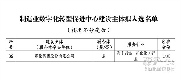 轮胎行业唯一！赛轮集团入选全国性名单