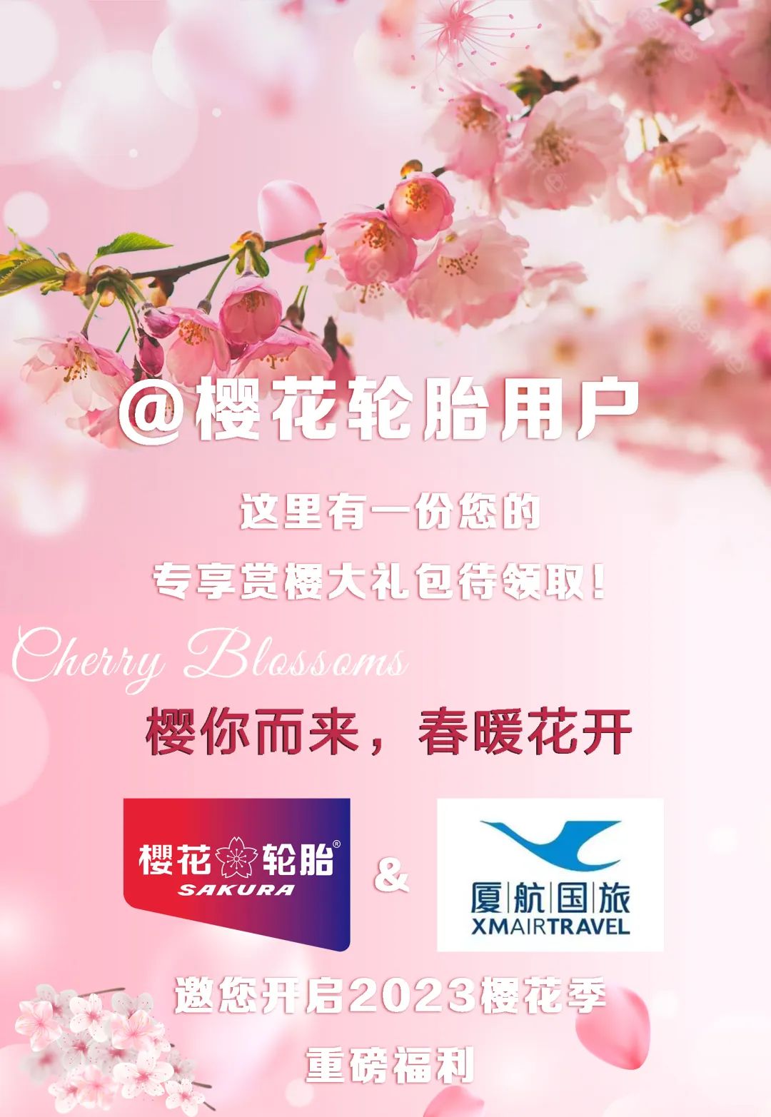 @樱花轮胎用户，这里有一份您的专享赏樱大礼包待领取！