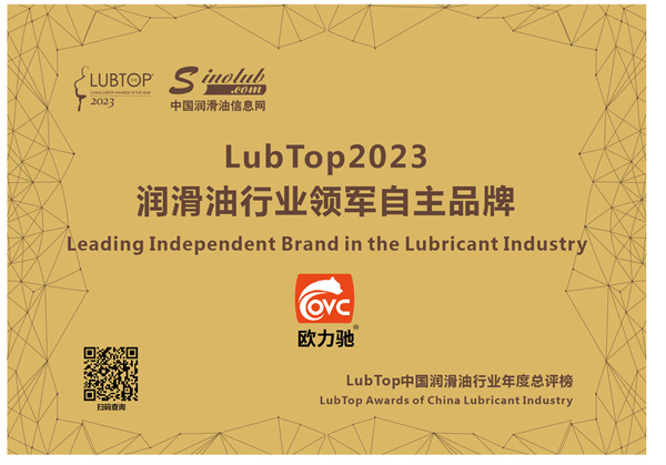 喜讯丨欧力驰润滑油获润滑油行业领军自主品牌